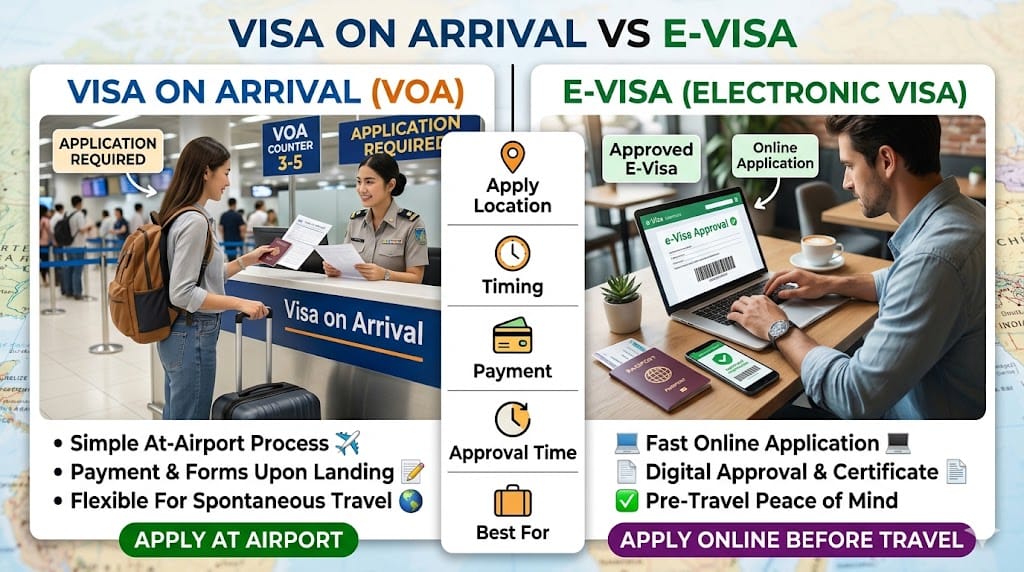 Visa on Arrival vs E-Visa Difference