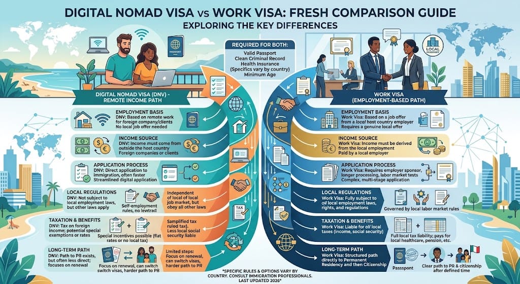 digital nomad visa vs work visa difference